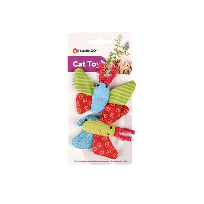 Flamingo Yowly Peluş Kelebek Kedi Oyuncağı 9cm 2'li (Karışık Desenli)