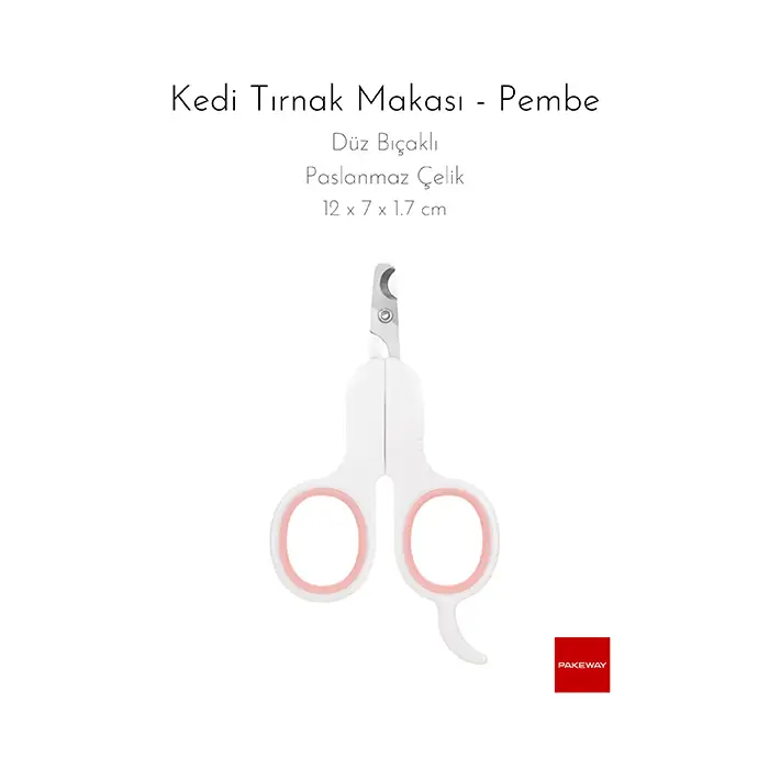 Pakeway Q Serisi Düz Başlı Kedi Tırnak Makası Pembe
