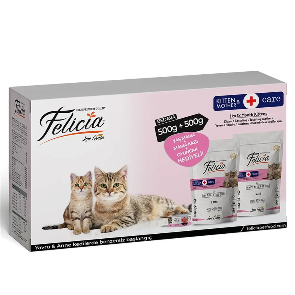 Felicia Az Tahıllı Kuzu Etli Yavru Kedi Başlangıç Seti 500+500 gr