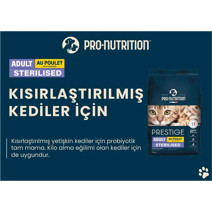 Pro Nutrition Prestige Adult Sterilised Yetişkin Kısırlaştırılmış Tavuklu Kedi Maması 10kg