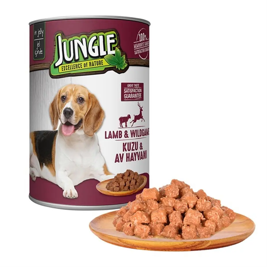Jungle Kuzu Etli-Av Hayvanlı Köpek Konservesi 415gr