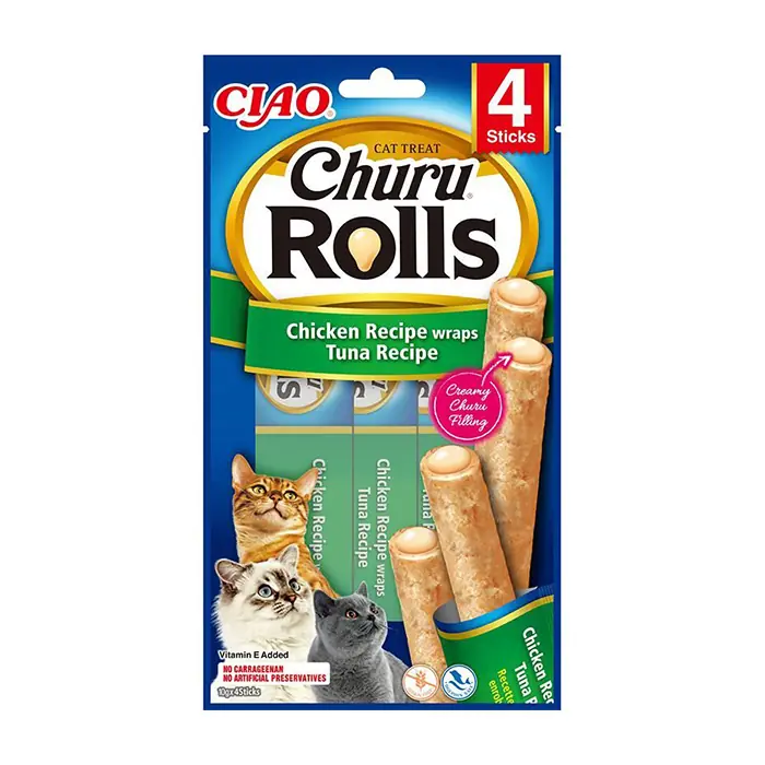 CIAO Churu Rolls Tavuk Sargılı ve Ton Balıklı Kedi Ödül Maması 4x10gr