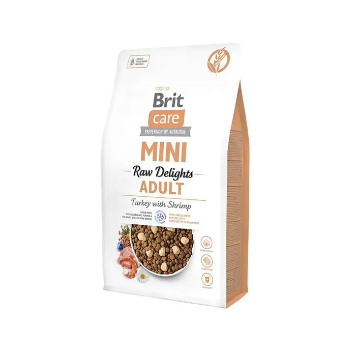Brit Care Mini Raw Delights Karidesli ve Hindili Küçük Irk Yetişkin Köpek Maması 2 Kg