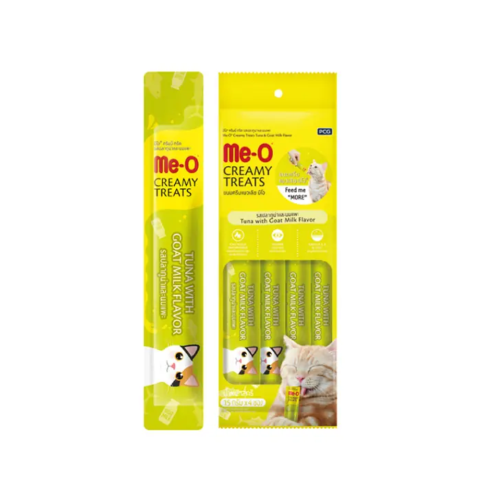 Me-O Creamy Treats Ton Balığı ve Keçi Sütlü Ek Besin ve Kedi Ödülü 4x15gr