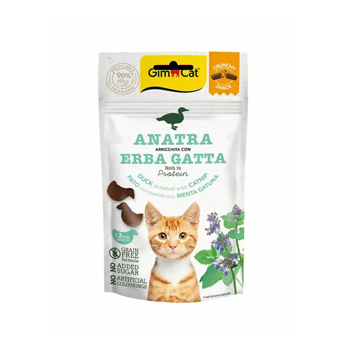 Gimcat Crunchy Snacks Ördek Etli Naneli Tahılsız Kedi Ödülü 50gr