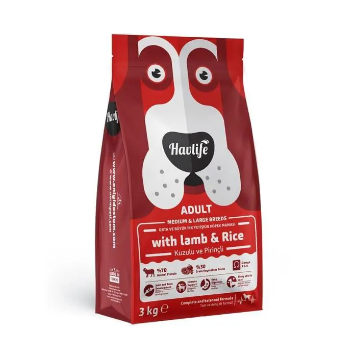 Havlife Orta Büyük Irk Yetişkin Kuzulu Köpek Maması 3Kg