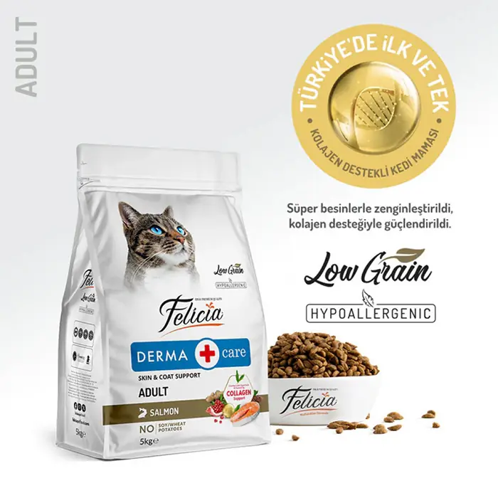Felicia Kolajenli Somonlu Az Tahıllı Hypoallergenic Yetişkin Kedi Maması 5 Kg