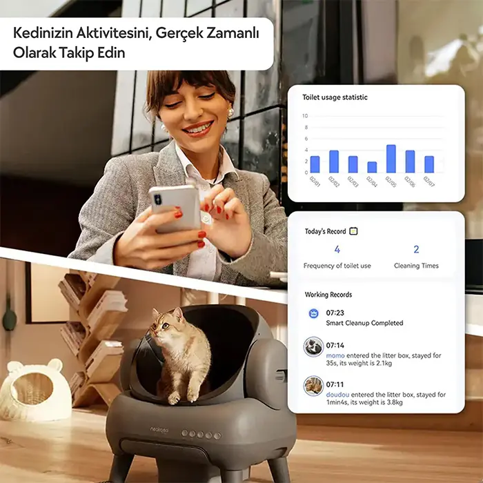 Neakasa M1 Üstü Açık Akıllı Kedi Tuvaleti Gri