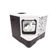 M-PETS Terra Forma Eco Desenli Kapalı Kedi Tuvaleti Siyah 1