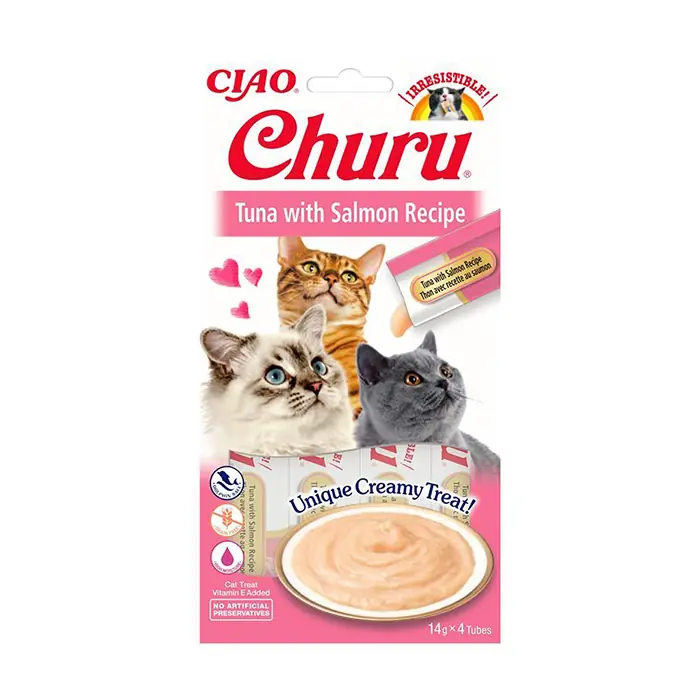 CIAO Churu Cream Ton Balıklı ve Somonlu Sıvı Kedi Ödül Maması 4x14gr