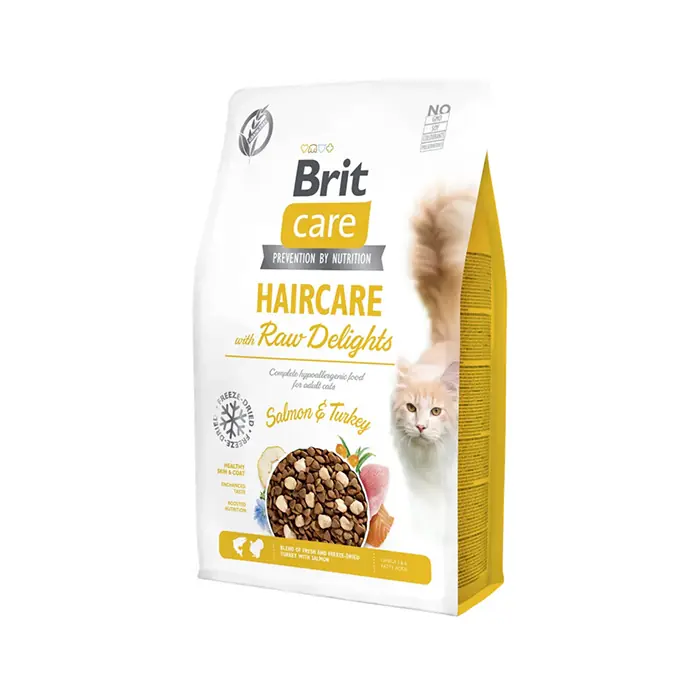 Brit Care Haircare Raw Delights Somonlu ve Hindi Etli Tahılsız Yetişkin Kedi Maması 2kg