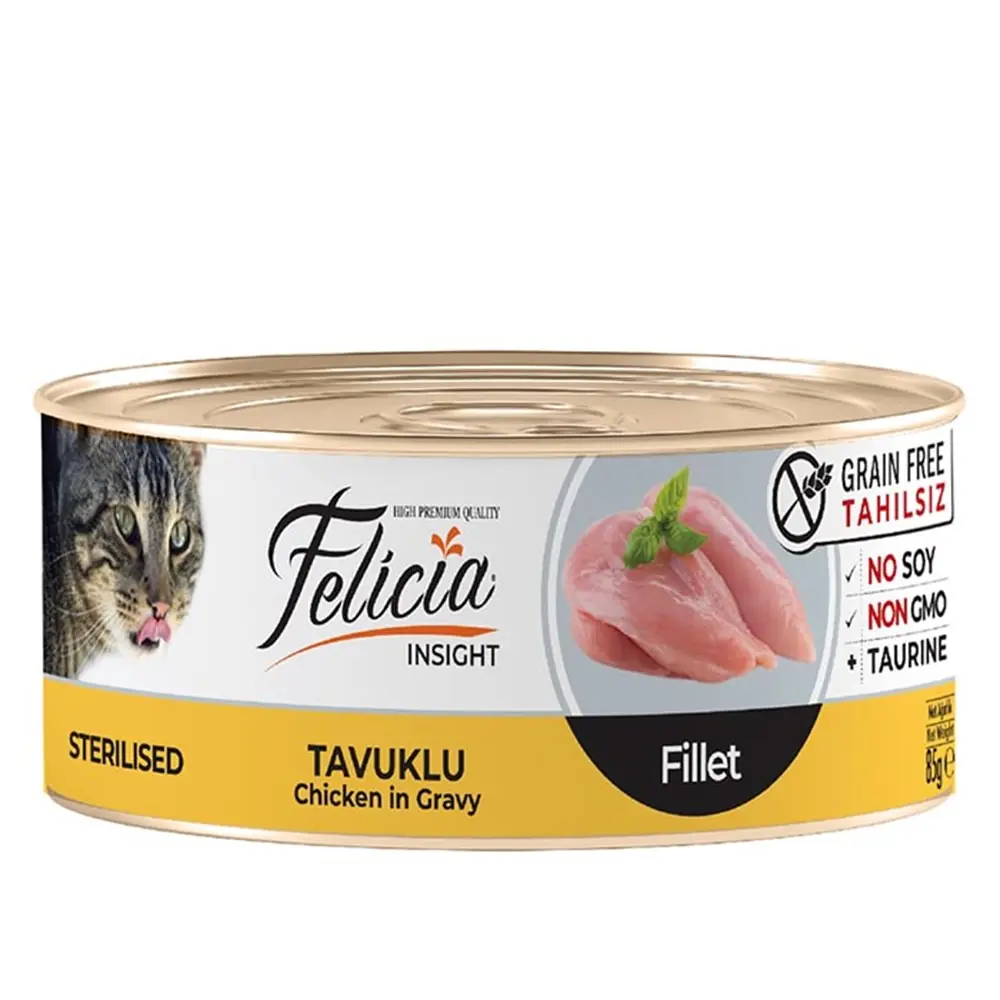 Felicia Tahılsız Gravy Tavuklu Fileto Kısırlaştırılmış Kedi Konservesi 85 gr