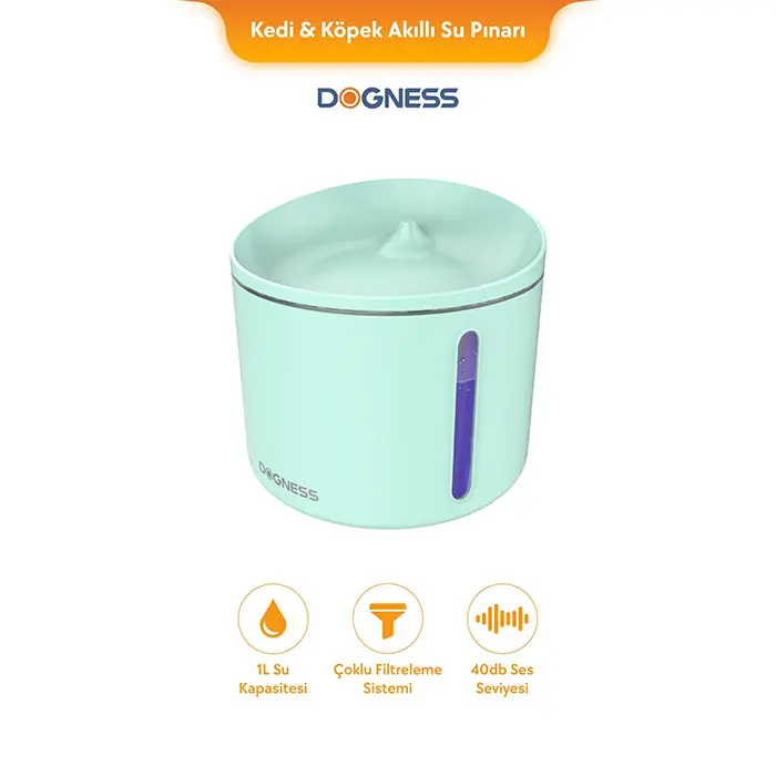 Dogness Kedi ve Köpek Akıllı Su Pınarı 14x13cm 1 Litre Yeşil