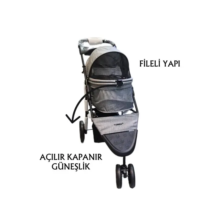 Tommy Evcil Hayvan Taşıma Puseti 86x46x94,5cm Gri
