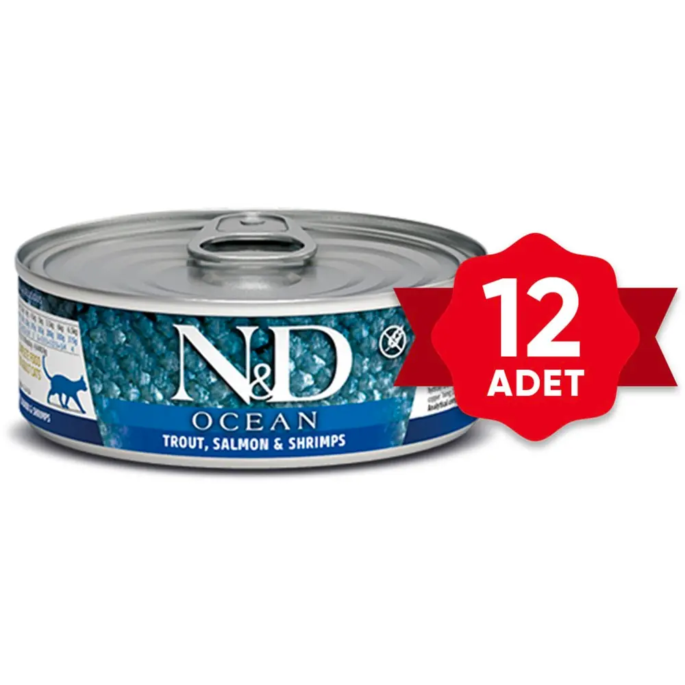 N&D Alabalık Somon Karides Tahılsız Kedi Konservesi 12x80g