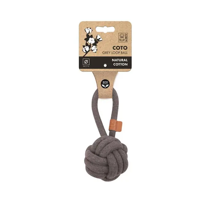 M-PETS COTO Loop Çekmeli Örgü Top Köpek Oyuncağı Gri 8cm