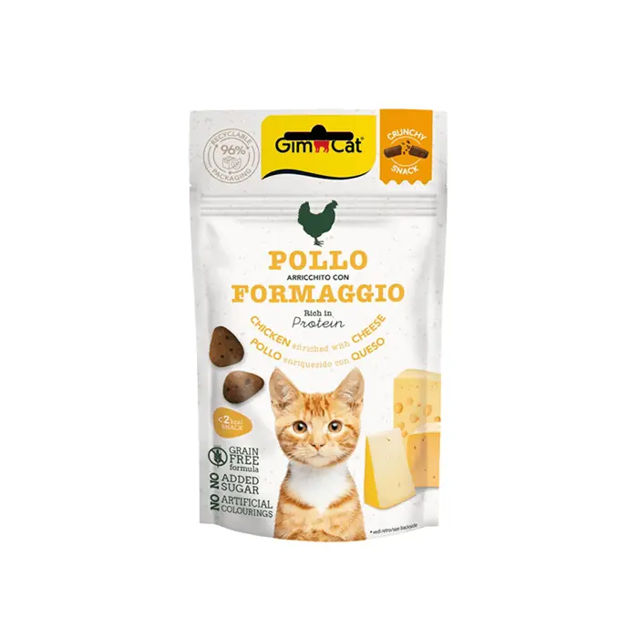Gimcat Crunhcy Snacks Tavuklu Peynirli Tahılsız Kedi Ödülü 50gr
