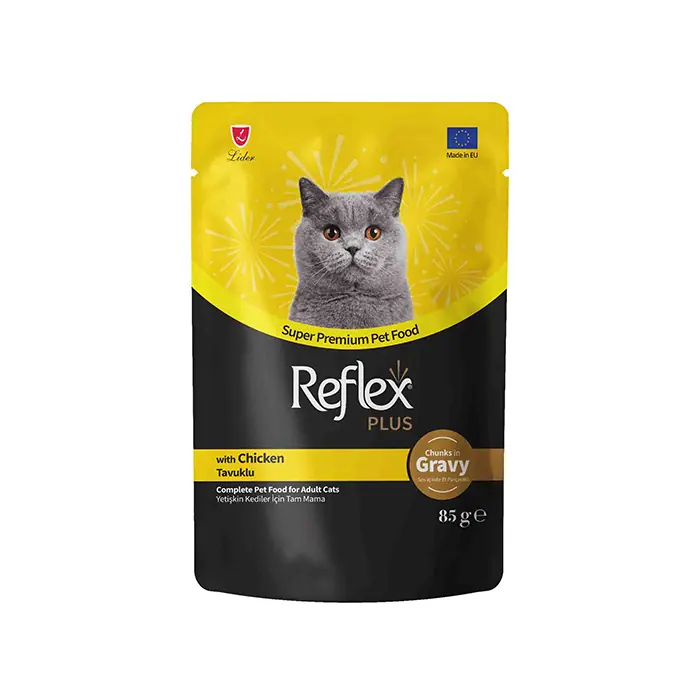 Reflex Plus Sos İçinde Et Parçacıklı Tavuklu Yetişkin Kedi Yaş Maması 85gr