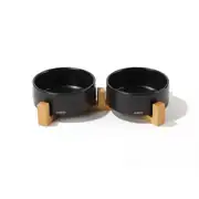 M-PETS OPERA Bamboo Standlı Seramik Mama Kabı 2x350ml Siyah 1