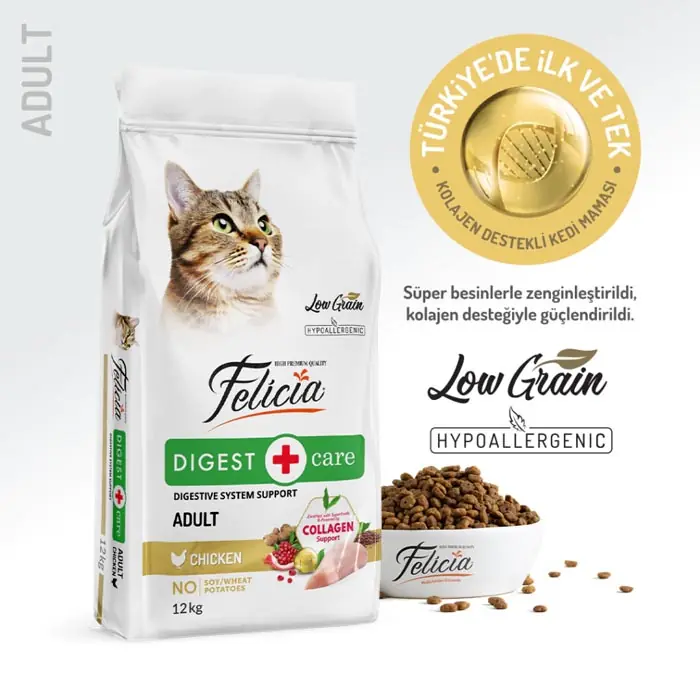 Felicia Az Tahıllı Yetişkin Tavuklu HypoAllergenic Kedi Maması 12 Kg