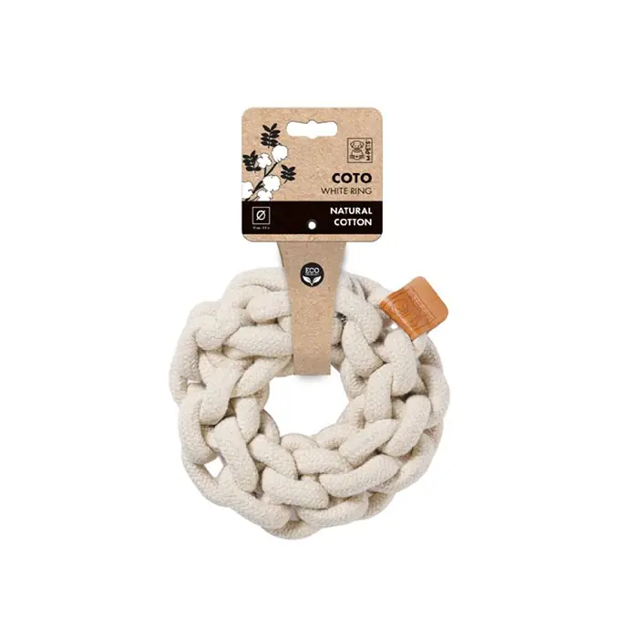 M-PETS Coto Örgü Halka Köpek Oyuncağı 13cm Beyaz
