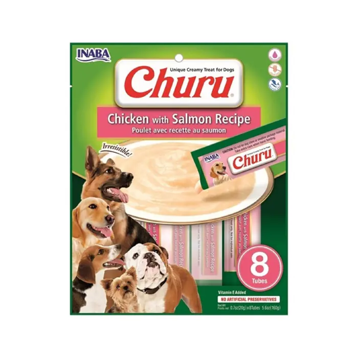Inaba Ciao Churu Somonlu ve Tavuklu Tamamlayacı Sıvı Köpek Ödül Maması 8X20gr