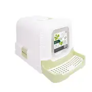 M-PETS ECO Rattan Kapalı Kedi Tuvaleti Beyaz Yeşil 69x42x41cm 1
