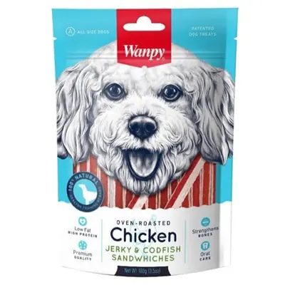 Wanpy Oven Roasted Tavuklu Morina Balıklı Sandviç 100 gr Köpek Ödülü