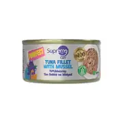 Supreme Cat Tiftiklenmiş Ton Balıklı ve Midyeli Yetişkin Kedi Konservesiı 70gr 1