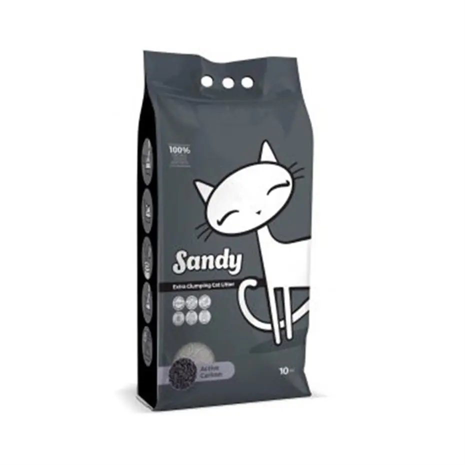 Sandy Active Carbon Topaklanan Sodyum Bentonit Kedi Kumu 10 Kg