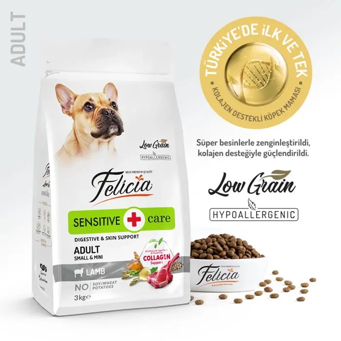 Felicia Az Tahıllı Yetişkin Kuzulu Small Mini HypoAllergenic Köpek Maması 3 Kg