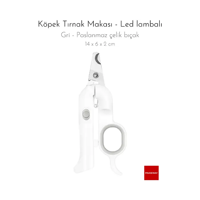 Pakeway TT Serisi Led Lambalı Köpek Tırnak Makası Gri Büyük Boy