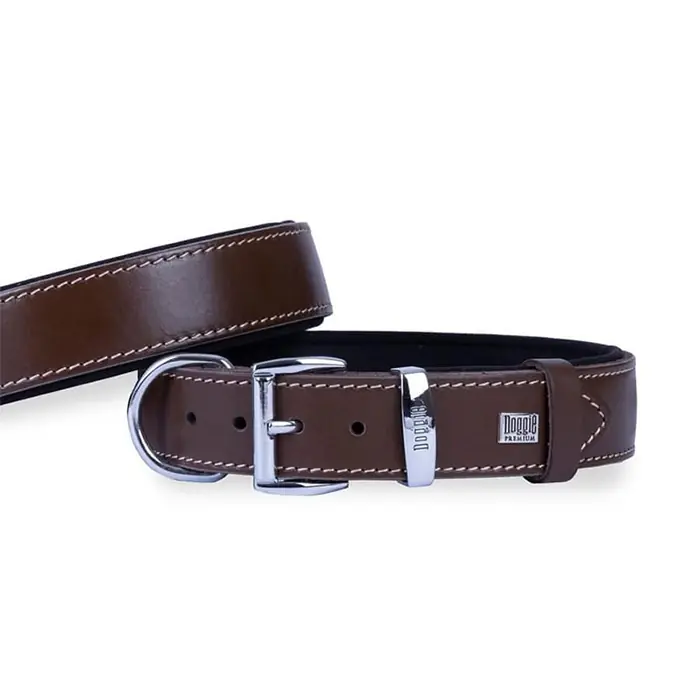 Doggie Yumuşak Dokulu Sade Köpek Boyun Tasması Brown 3,5x47-55cm