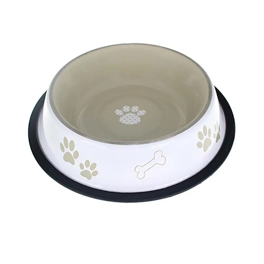 Zampa Kaymaz Tabanlı Gri Desenli Mama ve Su Kabı 64 oz