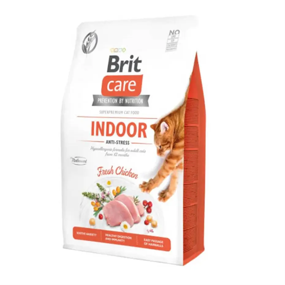 Brit Care Indoor Hypo-Allergenic Stres Azaltıcı Ev Kedileri için Tahılsız Yetişkin Kedi Maması 2kg