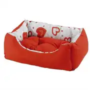 Ferplast Coccolo 50 Kırmızı Kalpli Kedi Köpek Yatağı 55x45x20cm 1