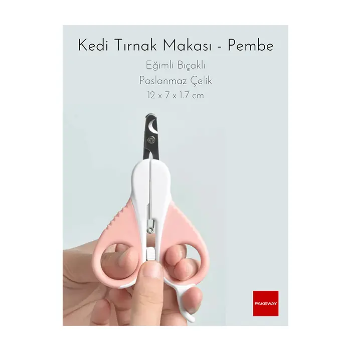 Pakeway TT Serisi Yaylı İnce Kıvrık Başlı Kedi Tırnak Makası Pembe
