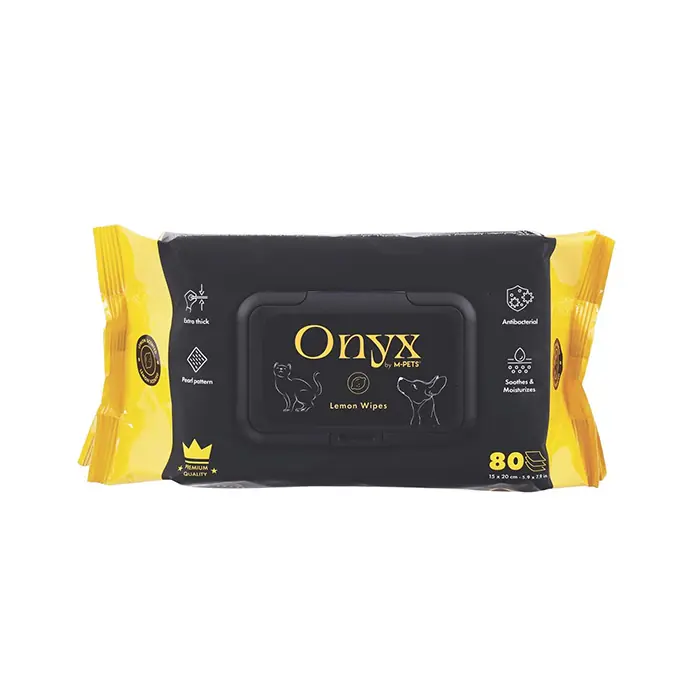 M-Pets Onyx Limon Kokulu Kedi Köpek Temizleme Mendili 80li
