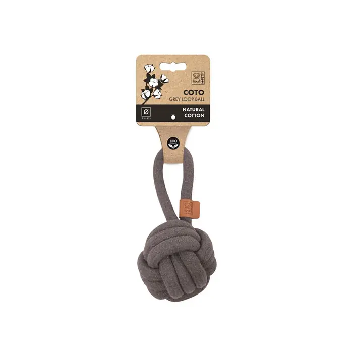 M-PETS COTO Loop Çekmeli Örgü Top Köpek Oyuncağı Gri 11cm
