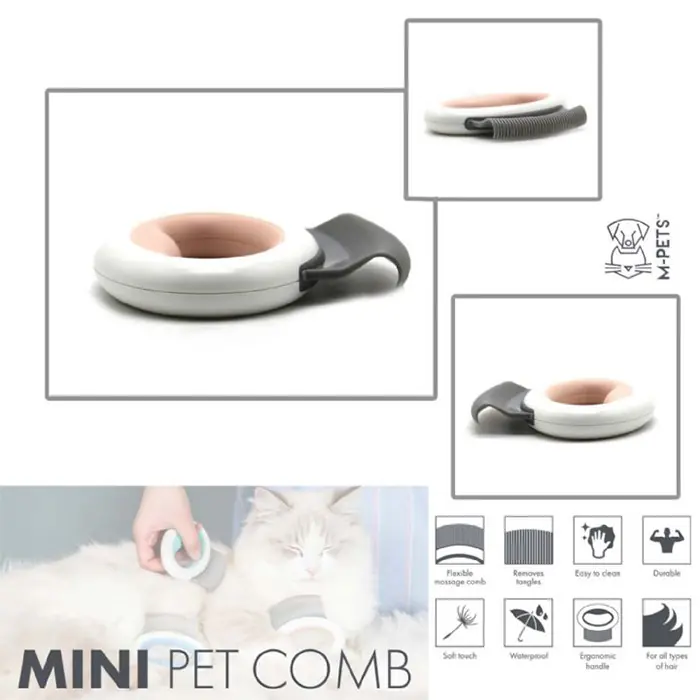 M-PETS Mini Pet Comb Esnek Masaj Tarağı Pembe 8x8,5cm