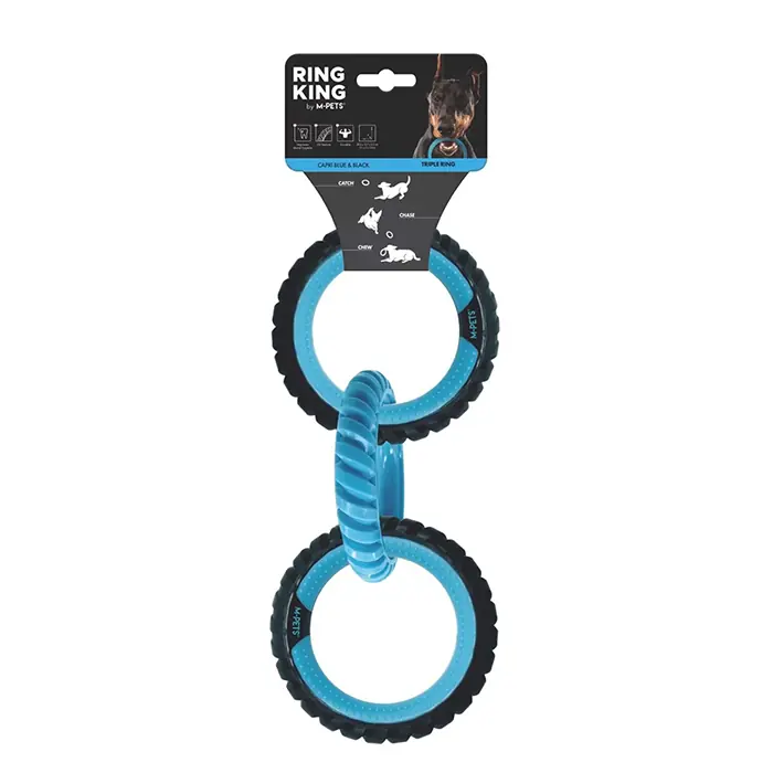 M-PETS Ring King Triple Köpek Oyuncağı Mavi-Siyah