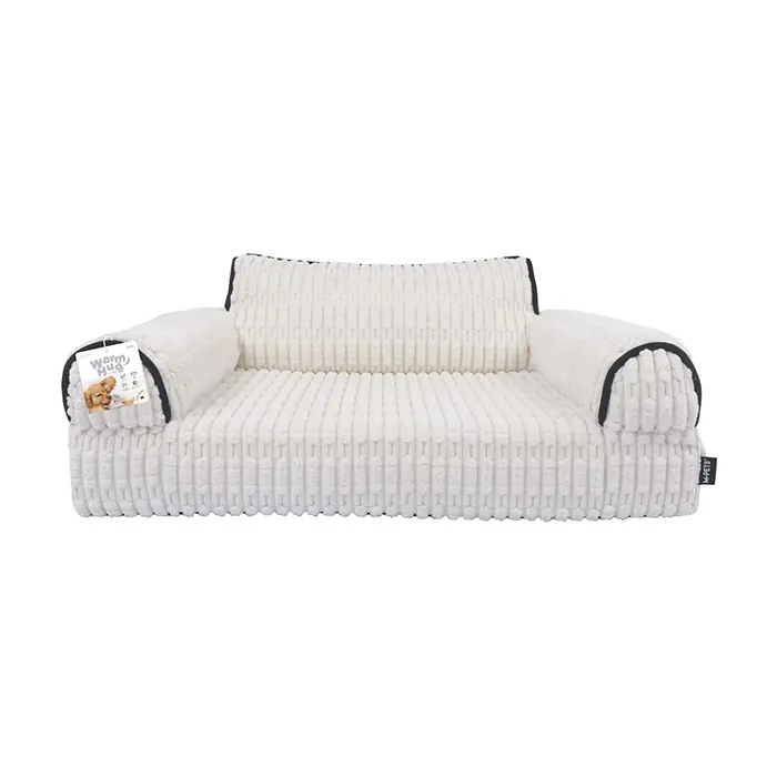 M-Pets Warm Hug Koltuk Şeklinde Kadife Kedi Köpek Yatağı Beyaz Medium