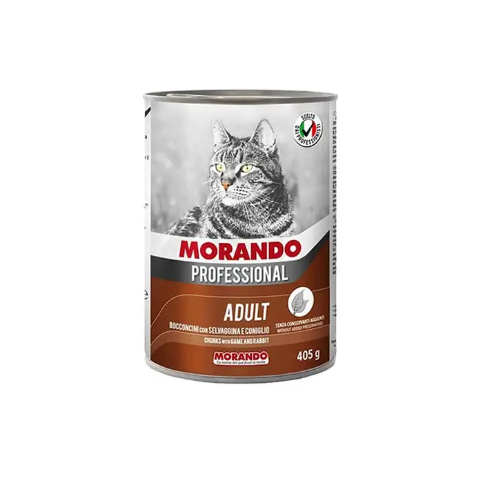 Morando Av Hayvanlı ve Tavşan Etli Yetişkin Kedi Konservesi 405gr