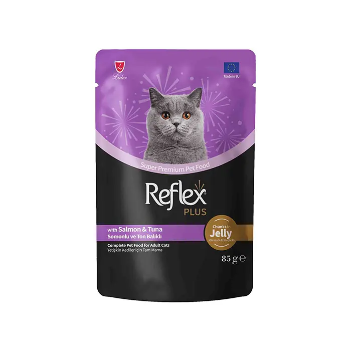 Reflex Plus Jole İçinde Et Parçacıklı Somonlu Ve Ton Balıklı Yetişkin Kedi Yaş Maması 85gr