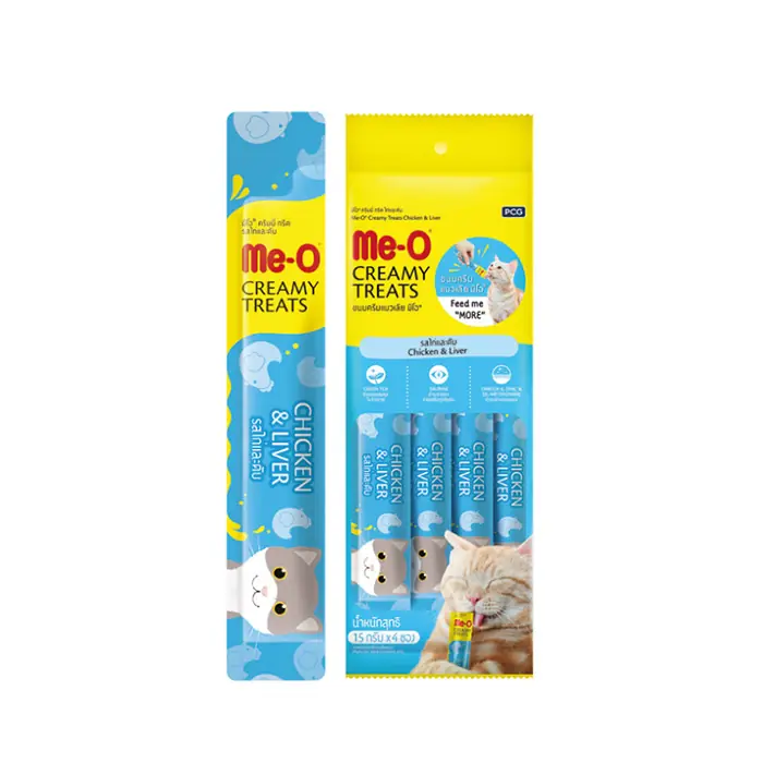 Me-O Creamy Treats Tavuklu ve Ciğerli Ek Besin ve Kedi Ödülü 4x15gr