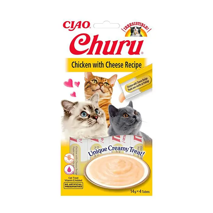 CIAO Churu Cream Tavuklu ve Peynirli Sıvı Kedi Ödül Maması 4x14gr