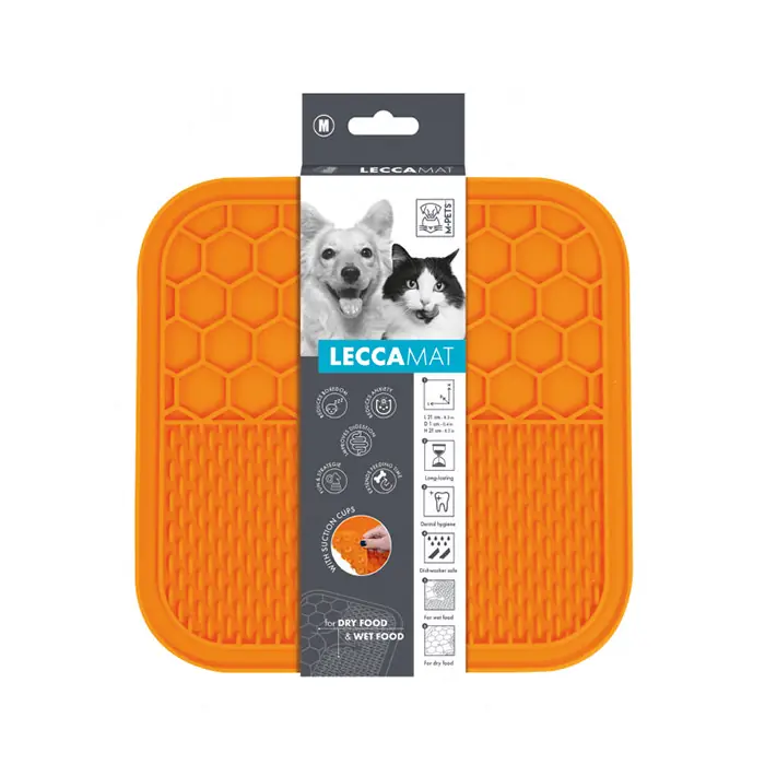 LeccaMat Kare Şekilli Kedi Köpek Ödül Yalama Aparatı Turuncu 21x21cm