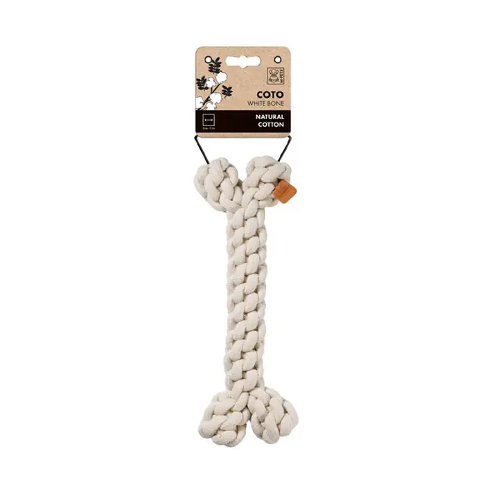 M-PETS Coto Örgü Kemik Köpek Oyuncağı 30cm Beyaz