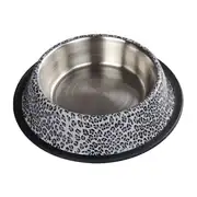 Oripet Beyaz Leopar Desenli Çelik Mama Kabı 32 Oz 18cm 1