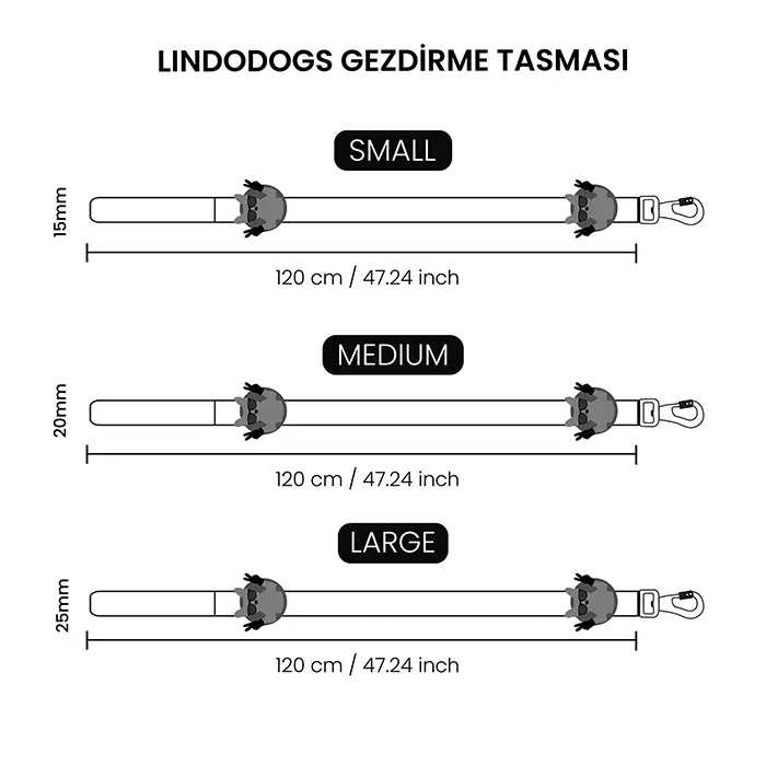 Lindo Pink Dream Gezdirme Tasması Medium 20mm-120cm